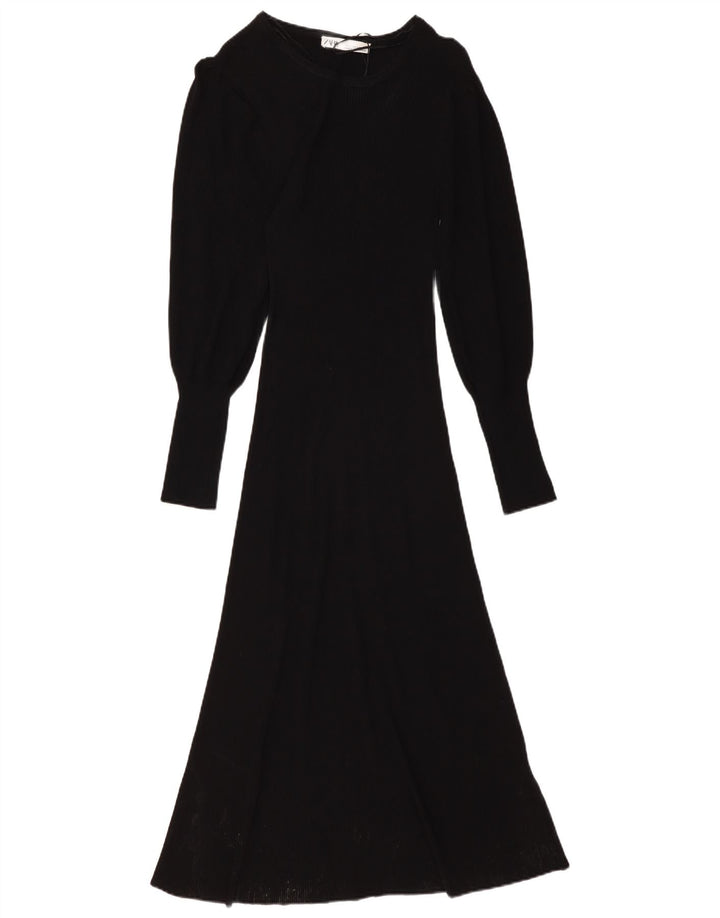 Damska sukienka sweterkowa ZARA UK 6 Small, czarna wiskoza