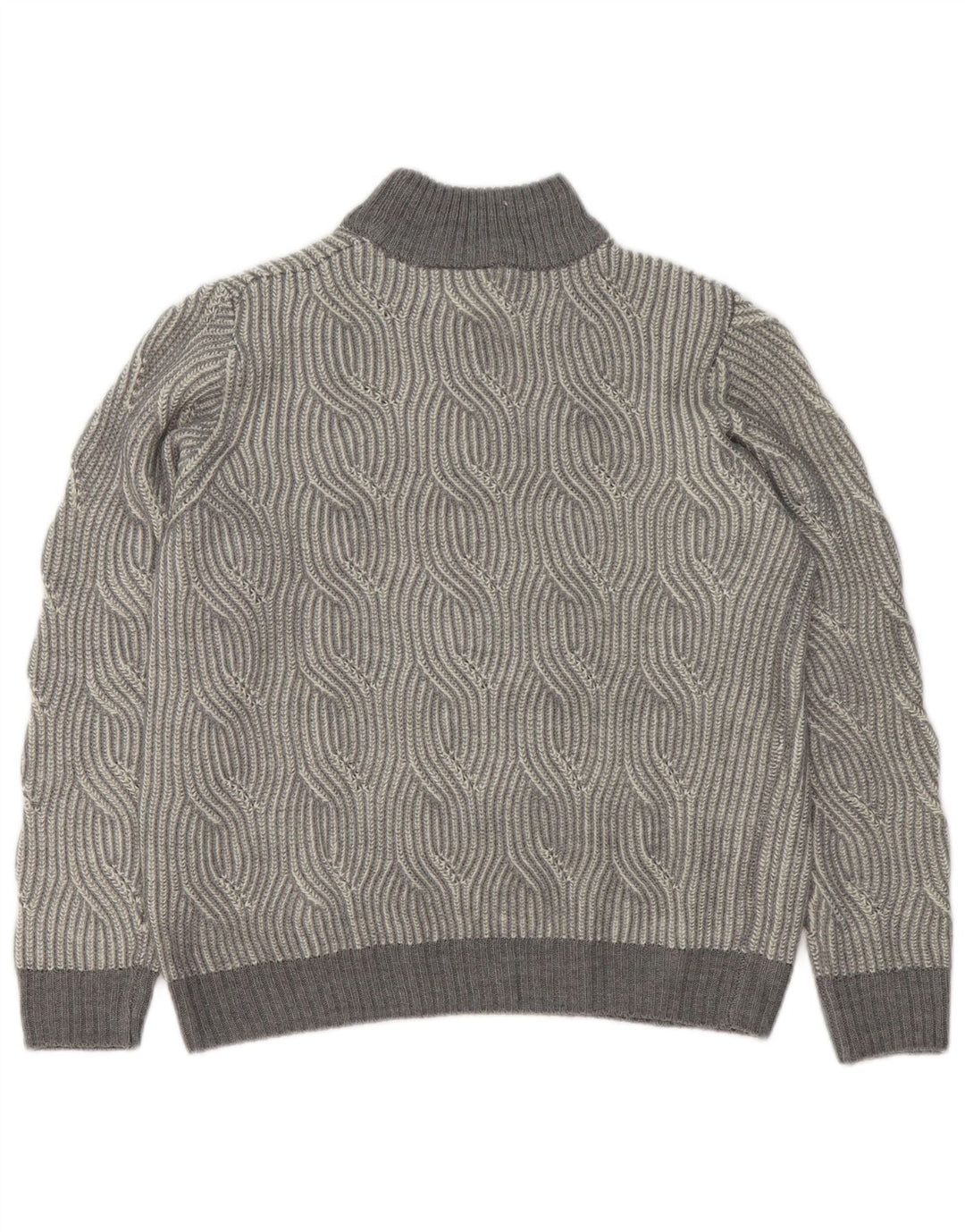Vintage męski sweter z golfem UK 40/42 średni szary geometryczny