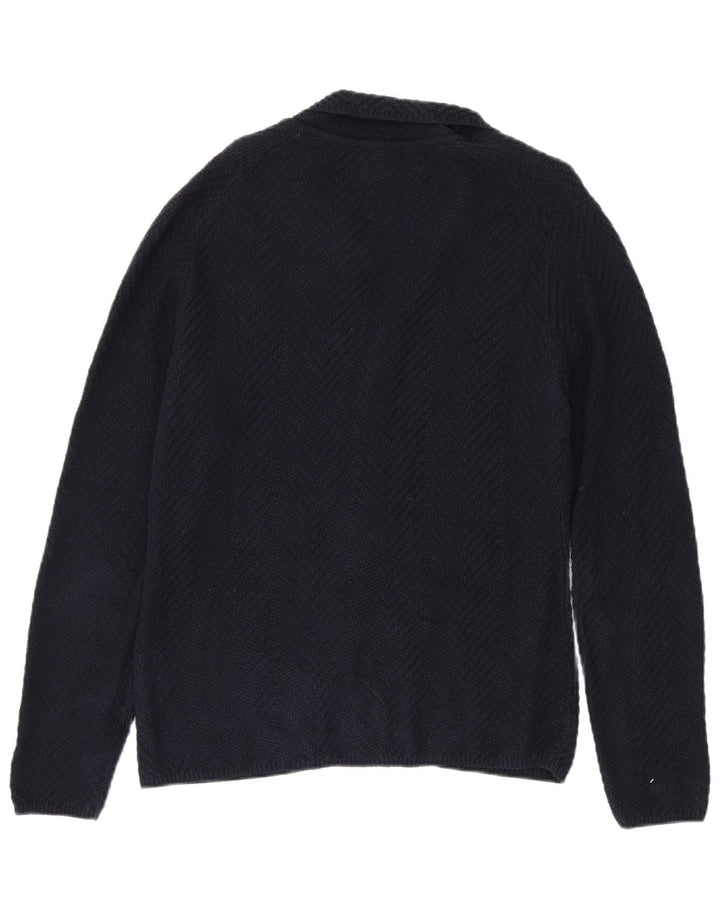 Męski sweter rozpinany Massimo Dutti, średni granatowy, bawełniany