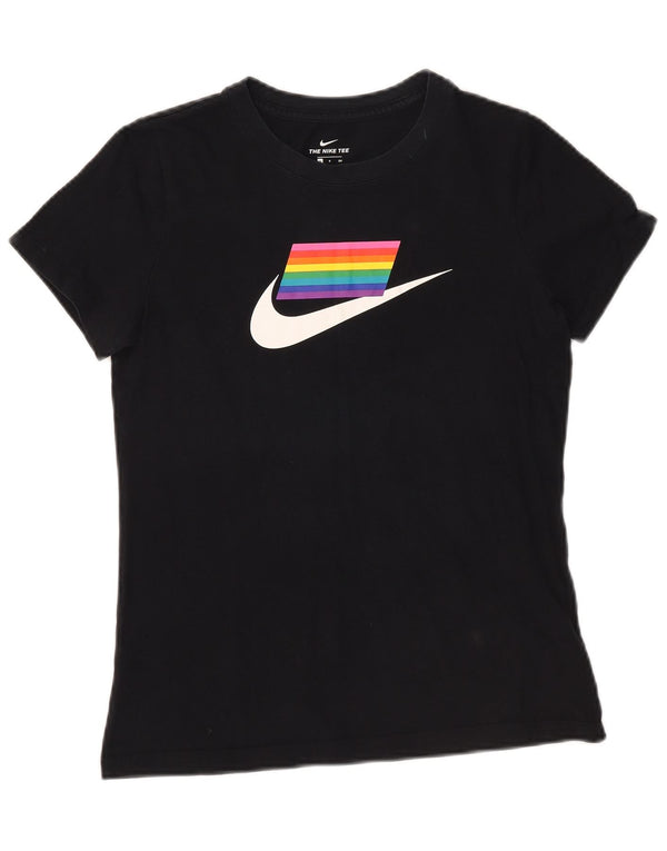 Damska koszulka z grafiką Nike Top UK 10, mała, czarna bawełniana