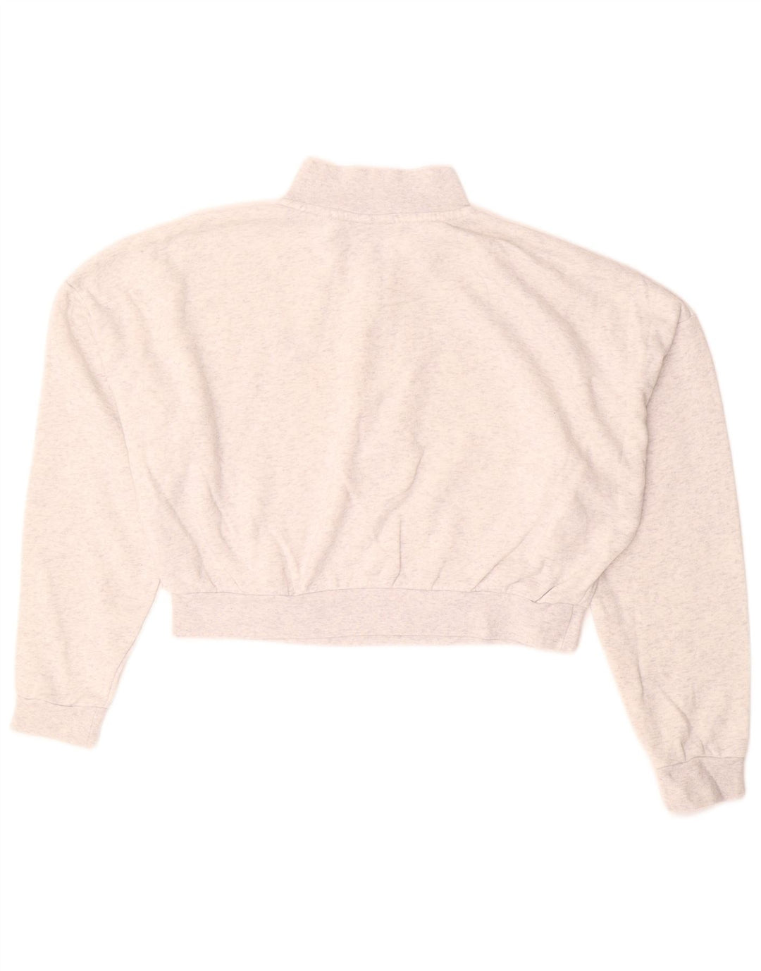 NIKE Womens Crop Zip Neck Sweatshirt Jumper UK 14 Medium White Cotton