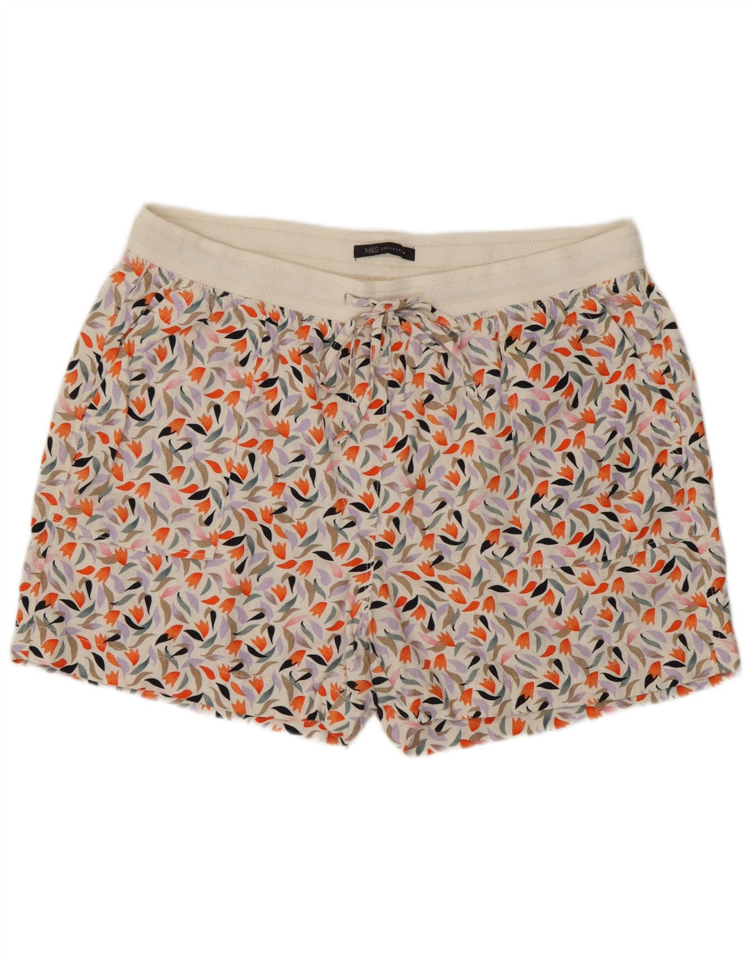 Marks & Spencer Szorty damskie UK 16, duże, wielobarwne, lniane w kwiaty