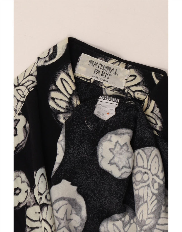 Koszula męska VINTAGE duża czarna w kwiaty z wiskozy