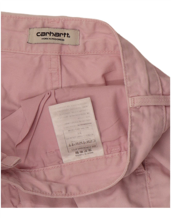 Damskie proste spodnie cargo CARHARTT W25 L29 Różowa bawełna