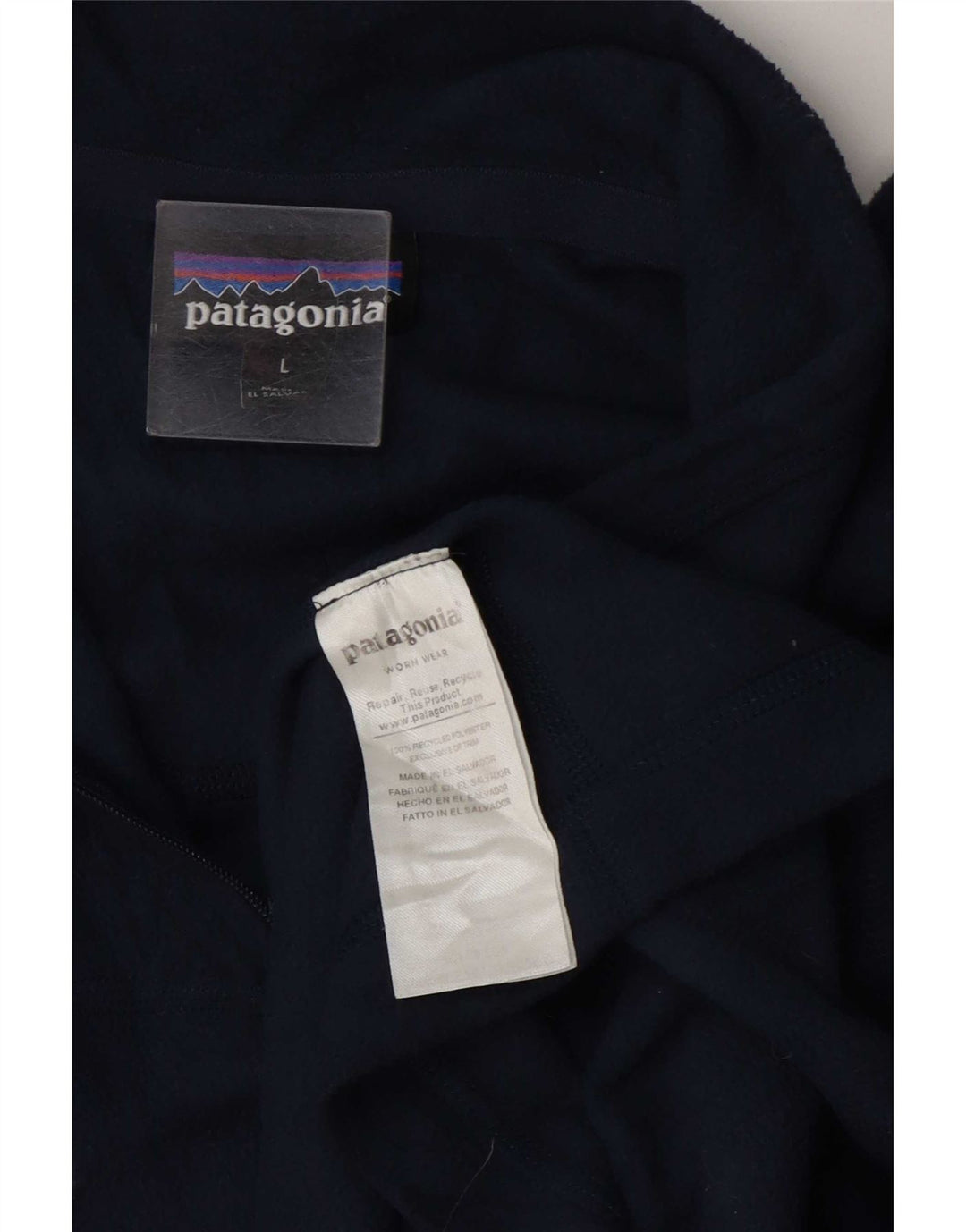 Męski sweter Patagonia z zamkiem błyskawicznym i dużym granatowym poliestrem