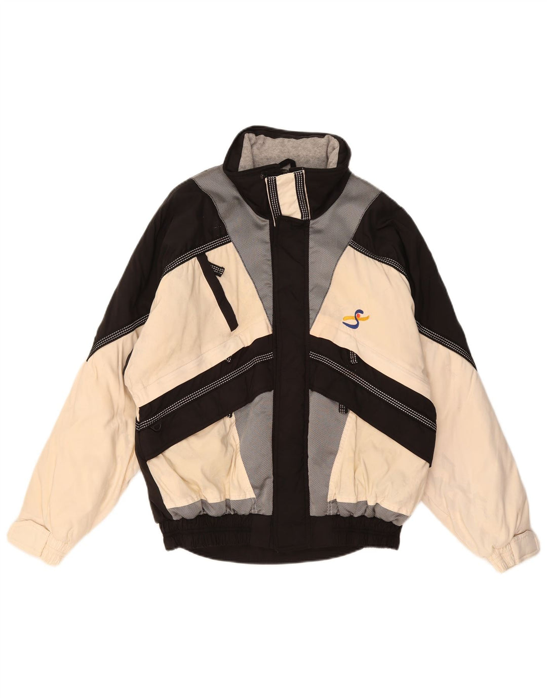 Sportowa męska kurtka narciarska z kapturem i luźnym krojem IT 46 Small White Colorblock