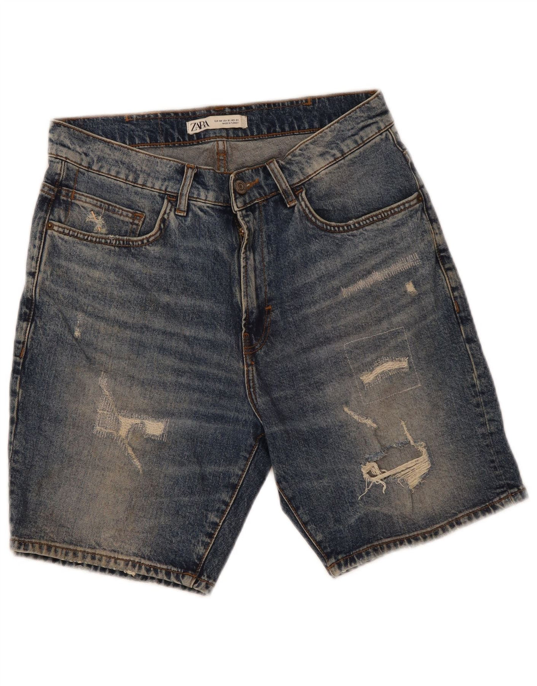 Męskie spodenki jeansowe Zara w trudnej sytuacji EU 40 Medium W31, niebieska bawełna