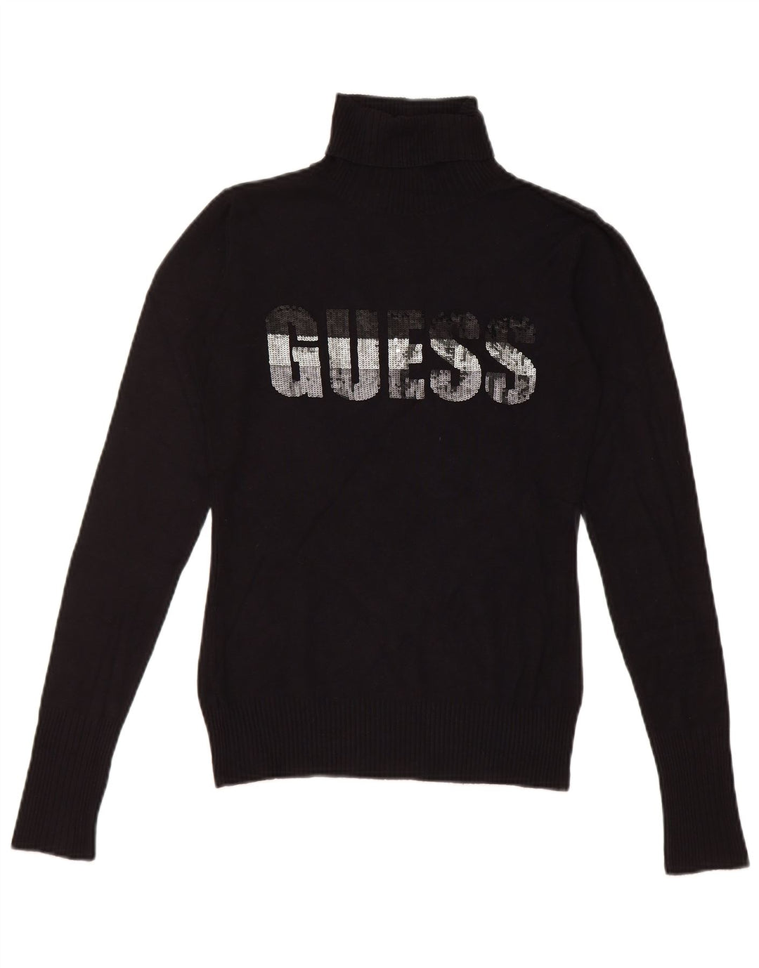 Damski sweter Guess z grafiką i okrągłym dekoltem UK 8, mały, czarny