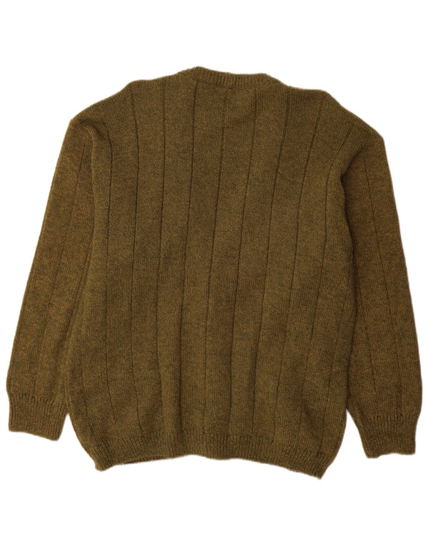 Męski sweter rozpinany VINTAGE, duża wełna khaki z alpaki
