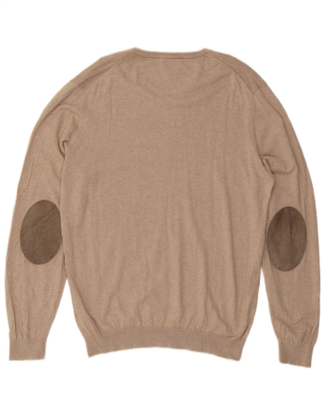 Męski sweter Massimo Dutti z dekoltem w kształcie litery V, duży, beżowy, bawełniany