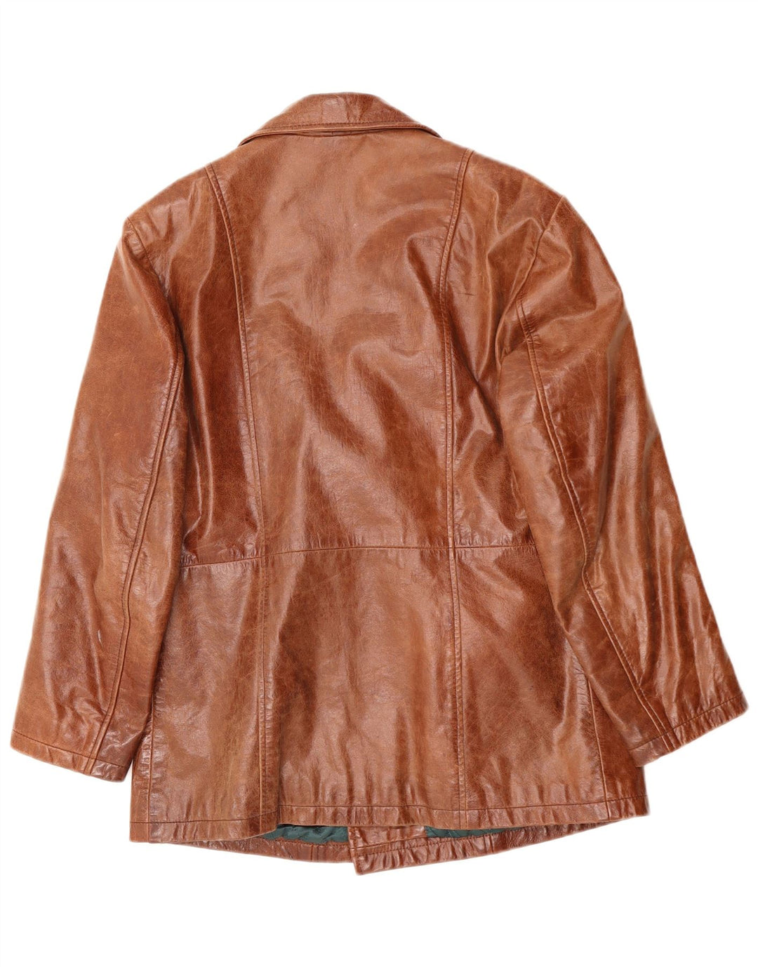 Męski płaszcz skórzany VINTAGE UK 38 Średni brązowy skórzany