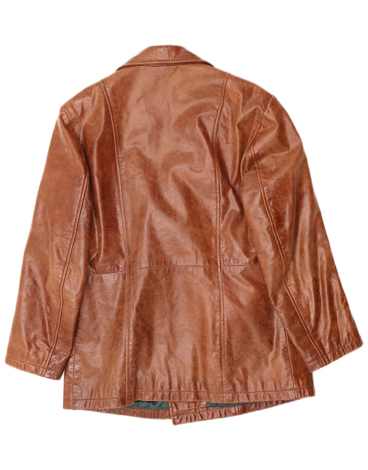 Męski płaszcz skórzany VINTAGE UK 38 Średni brązowy skórzany