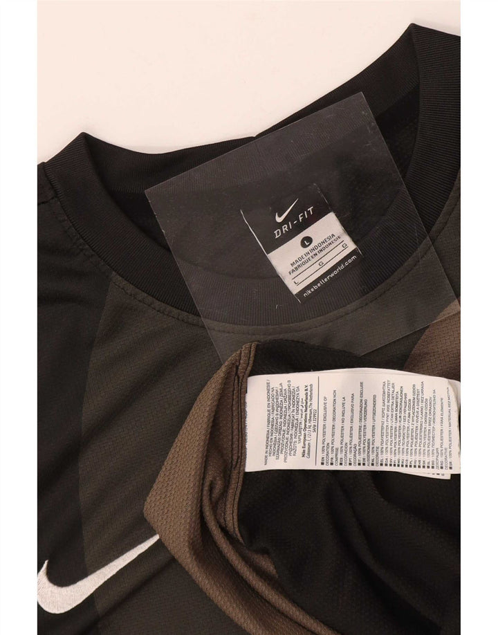 Męska koszulka Nike Dri Fit z grafiką, długim rękawem, dużym czarnym poliestrem