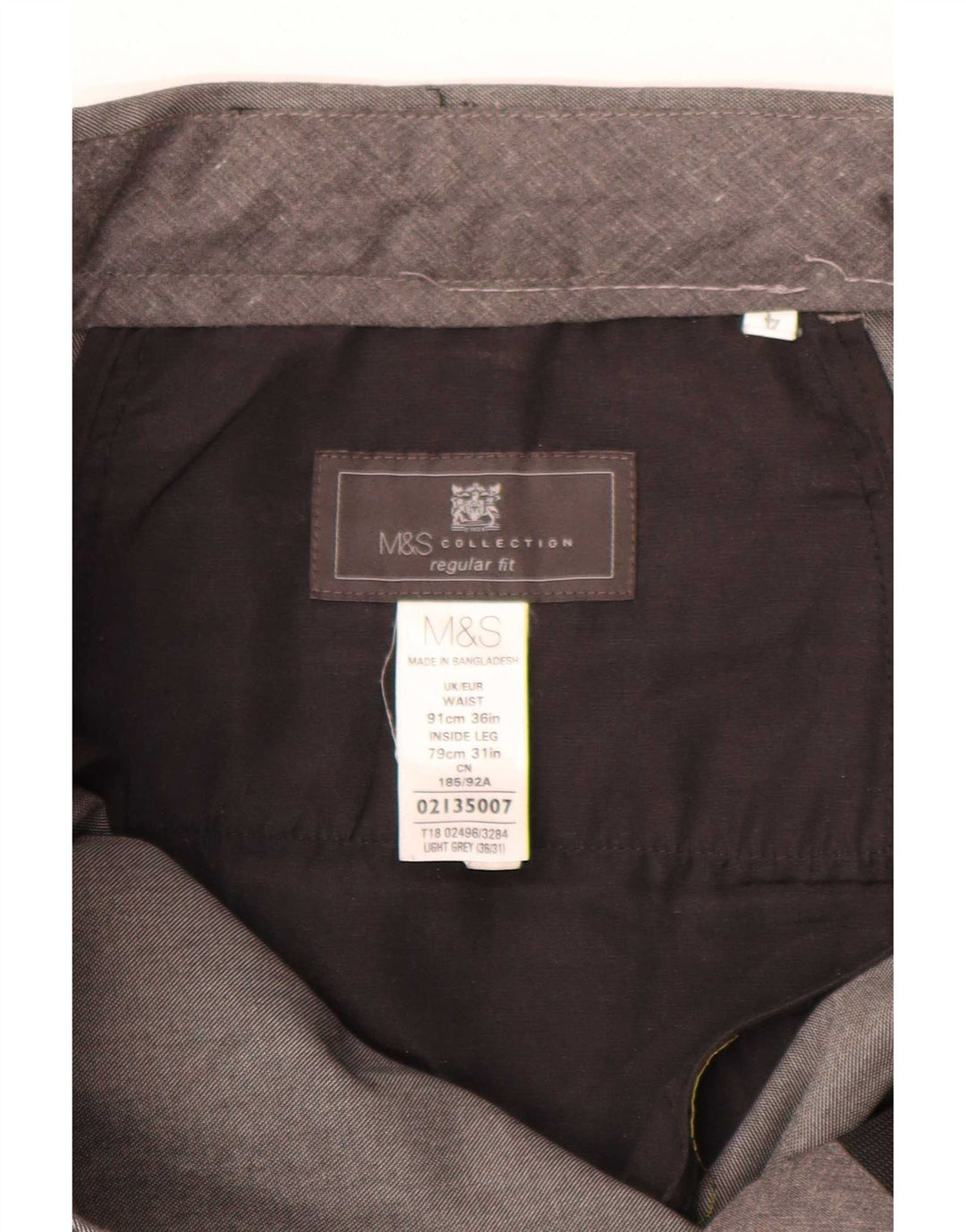 Męskie spodnie garniturowe Marks & Spencer W36 L31 Szary poliester