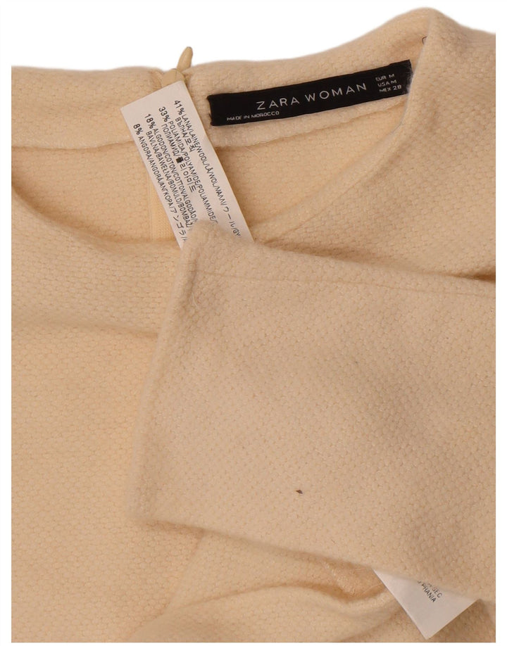 Sweter damski Zara z okrągłym dekoltem, UK 12, średni, biała wełna