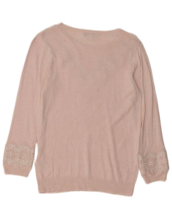 Damski sweter oversize MONSOON z dekoltem w łódkę UK 8 Small Pink Paisley