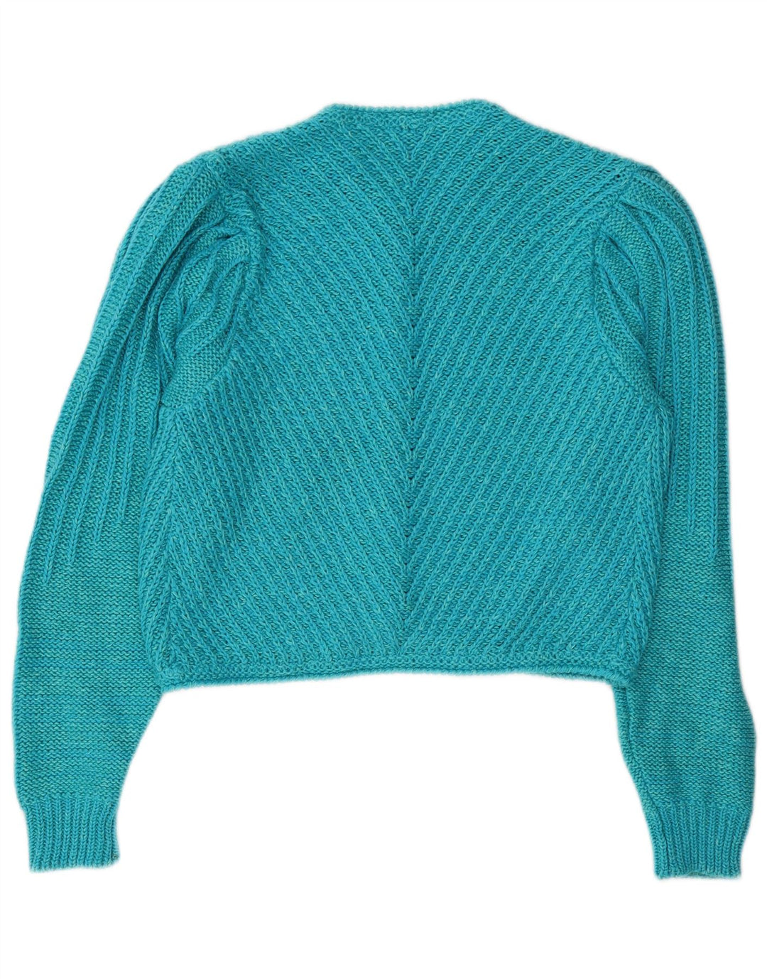 Sweter damski w stylu vintage, krótki kardigan UK 14, średni niebieski