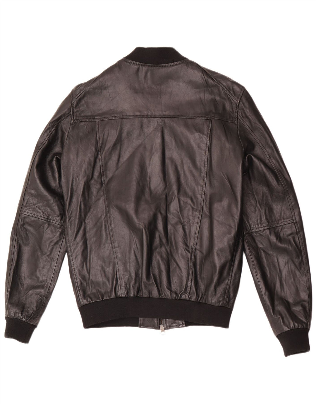 Męska kurtka skórzana typu bomber w stylu vintage IT 48, średnia czarna skóra