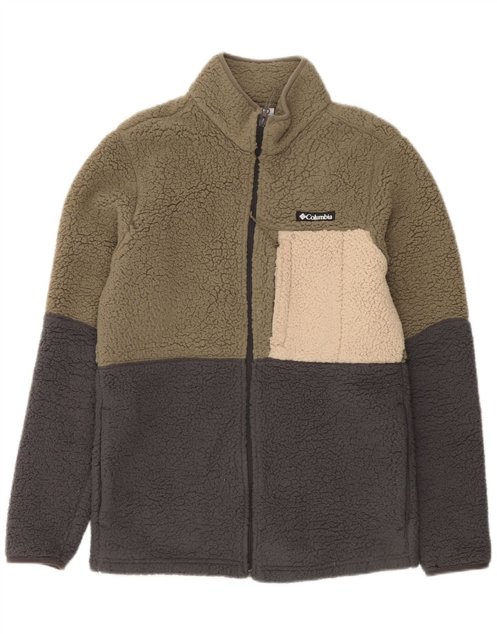 Męska kurtka polarowa Columbia UK 36, mała, khaki, poliester z blokami kolorów