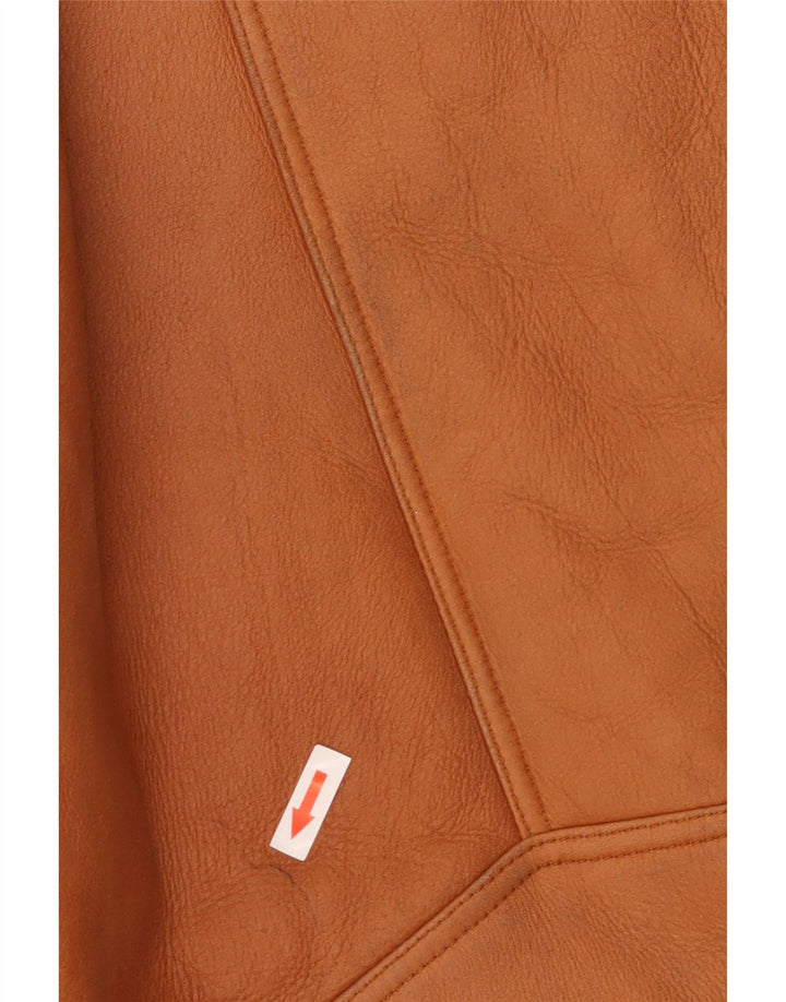 Vintage męska kurtka shearling UK 40 duża brązowa skóra