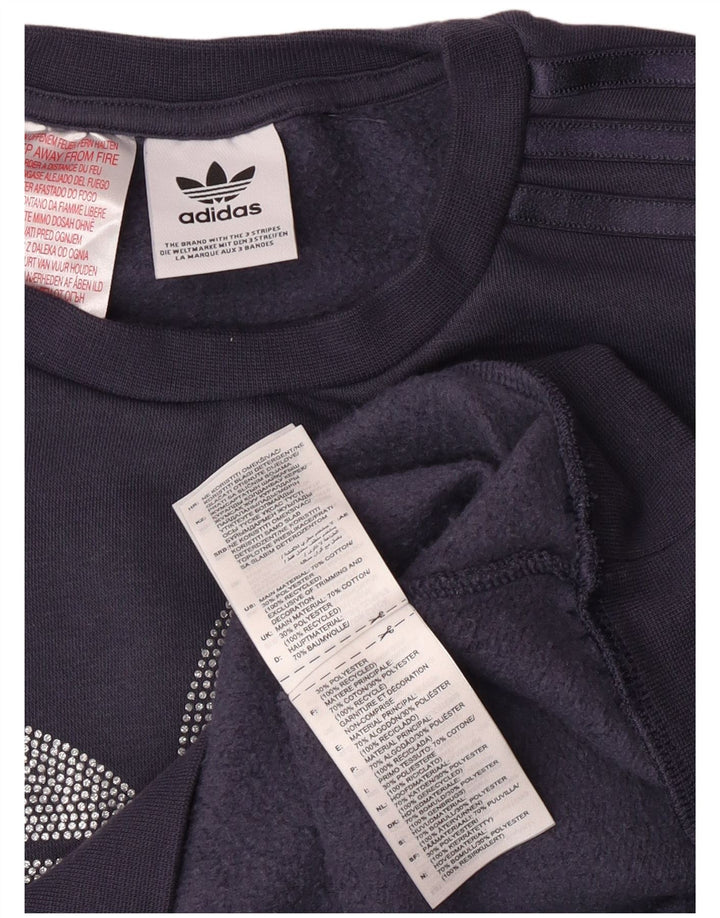 Damska bluza ADIDAS Graphic Jumper UK 12 Średni granatowy, bawełniany