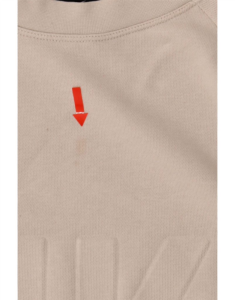 NIKE Womens Dri Fit Graphic Oversized Sweatshirt Jumper UK 14 Medium Beige Vintage Nike and Second-Hand Nike from Messina Hembry 