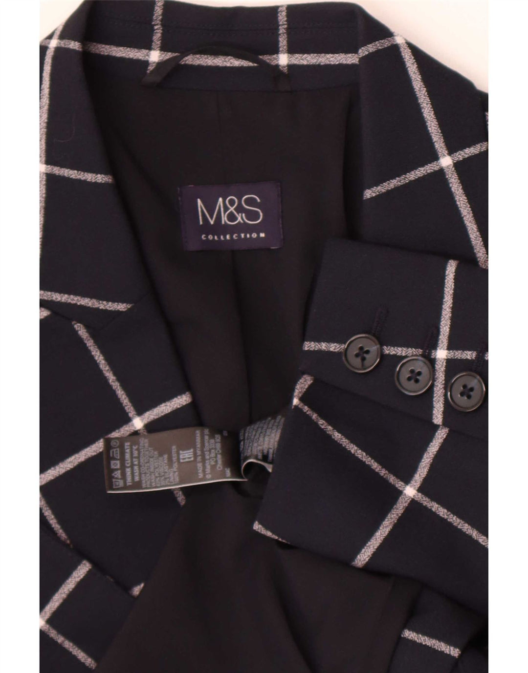 Marks & Spencer Damska marynarka UK 12 w średnią granatową kratkę
