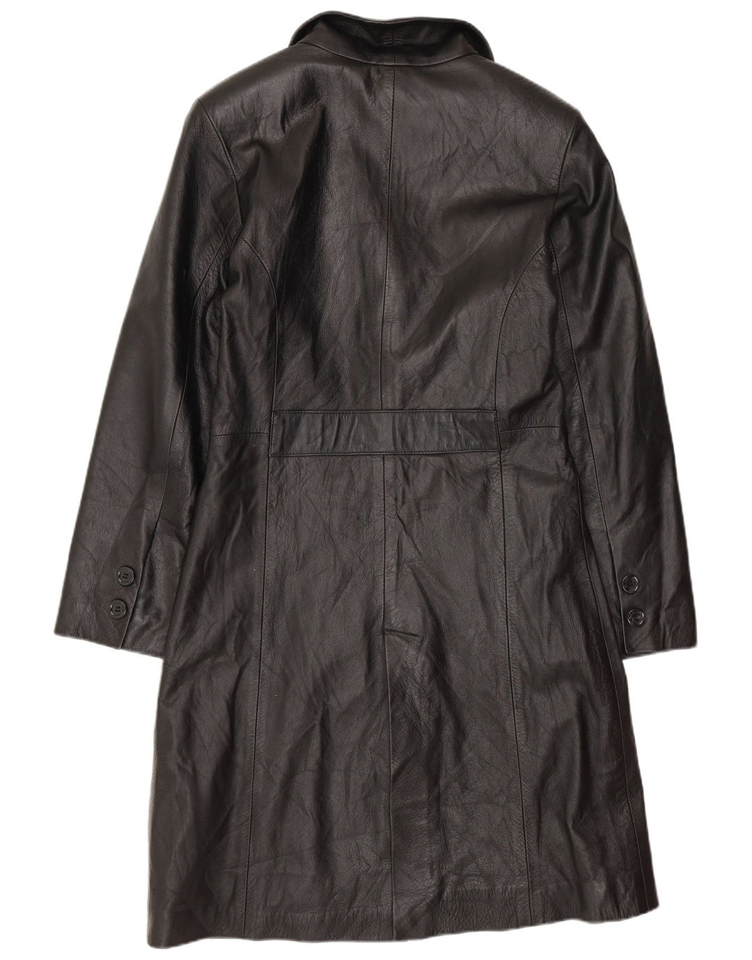 Vintage damski płaszcz skórzany IT 40 mała czarna skóra