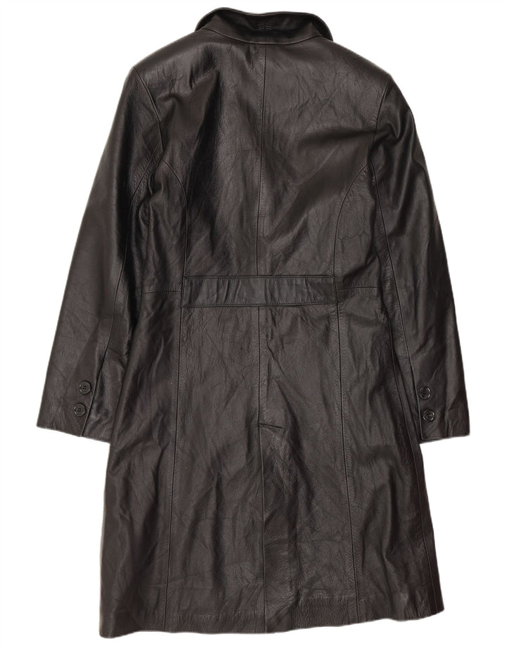 Vintage damski płaszcz skórzany IT 40 mała czarna skóra