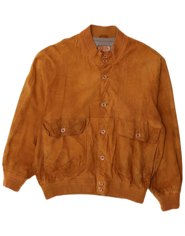 Vintage męska zamszowa kurtka bomber UK 42 XL brązowa skóra