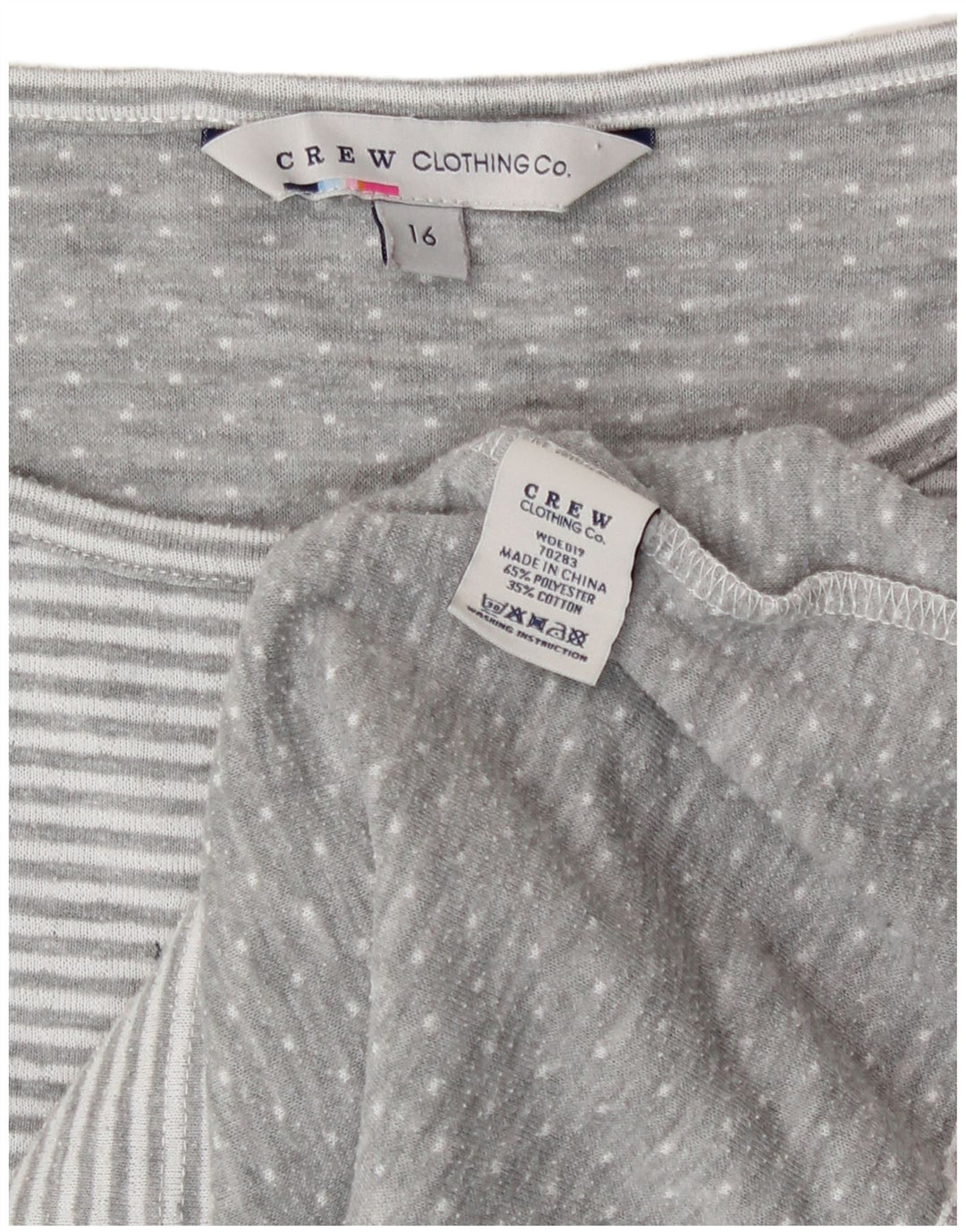 Crew Clothing Top damski z rękawem 3/4, UK 16, duży, szary poliester w paski