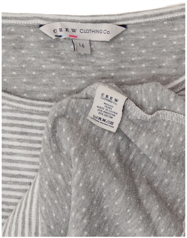 Crew Clothing Top damski z rękawem 3/4, UK 16, duży, szary poliester w paski