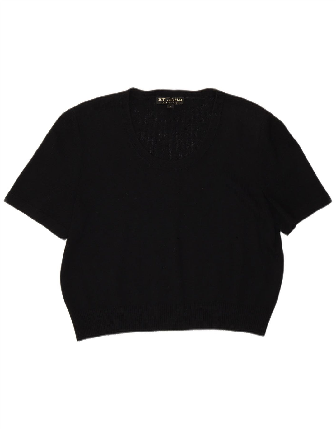 Damski sweter ST.John z krótkim rękawem i dekoltem w łódkę UK 16, duży czarny