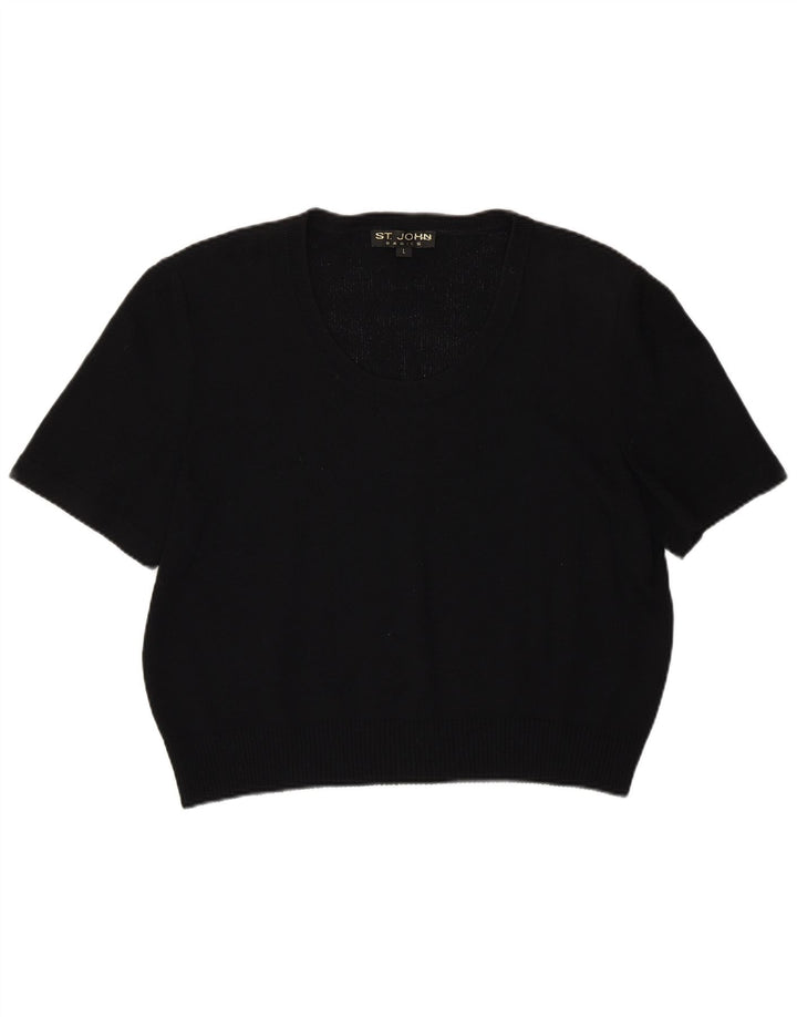 Damski sweter ST.John z krótkim rękawem i dekoltem w łódkę UK 16, duży czarny