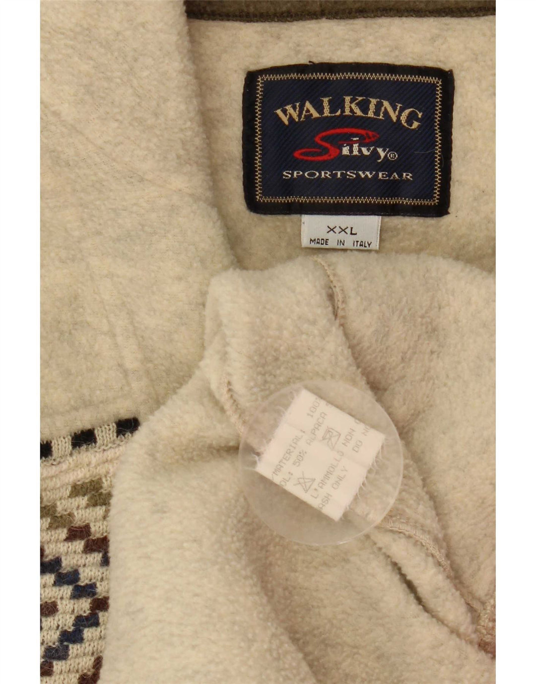 Męski sweter polarowy Silvy z zamkiem błyskawicznym 2XL, beżowa, geometryczna wełna