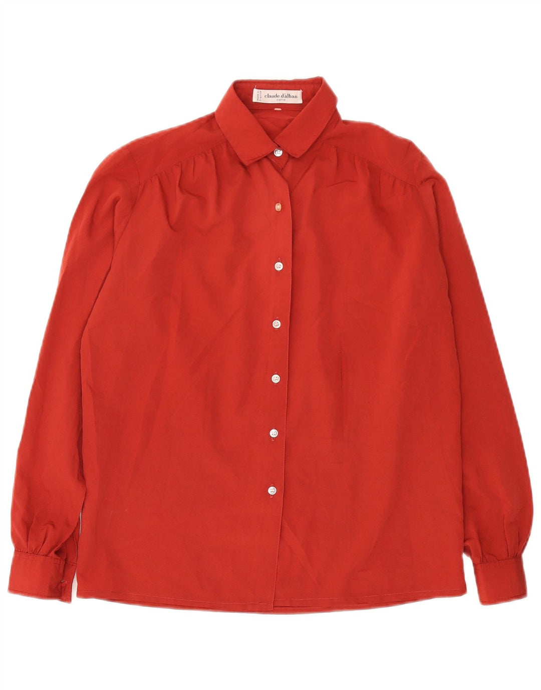 Damska bluzka koszulowa w stylu vintage UK 14, duża, bordowa, poliester