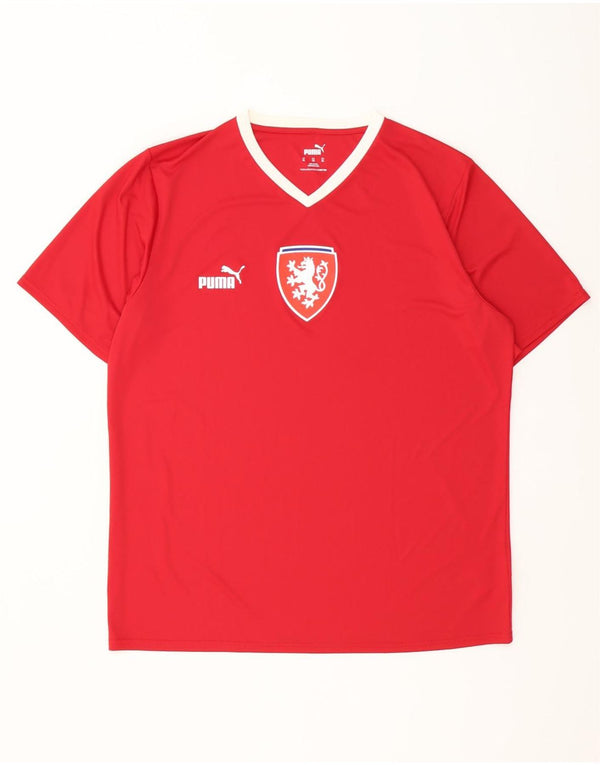 Męska koszulka z grafiką Puma Czech Republic, top XL, czerwony poliester