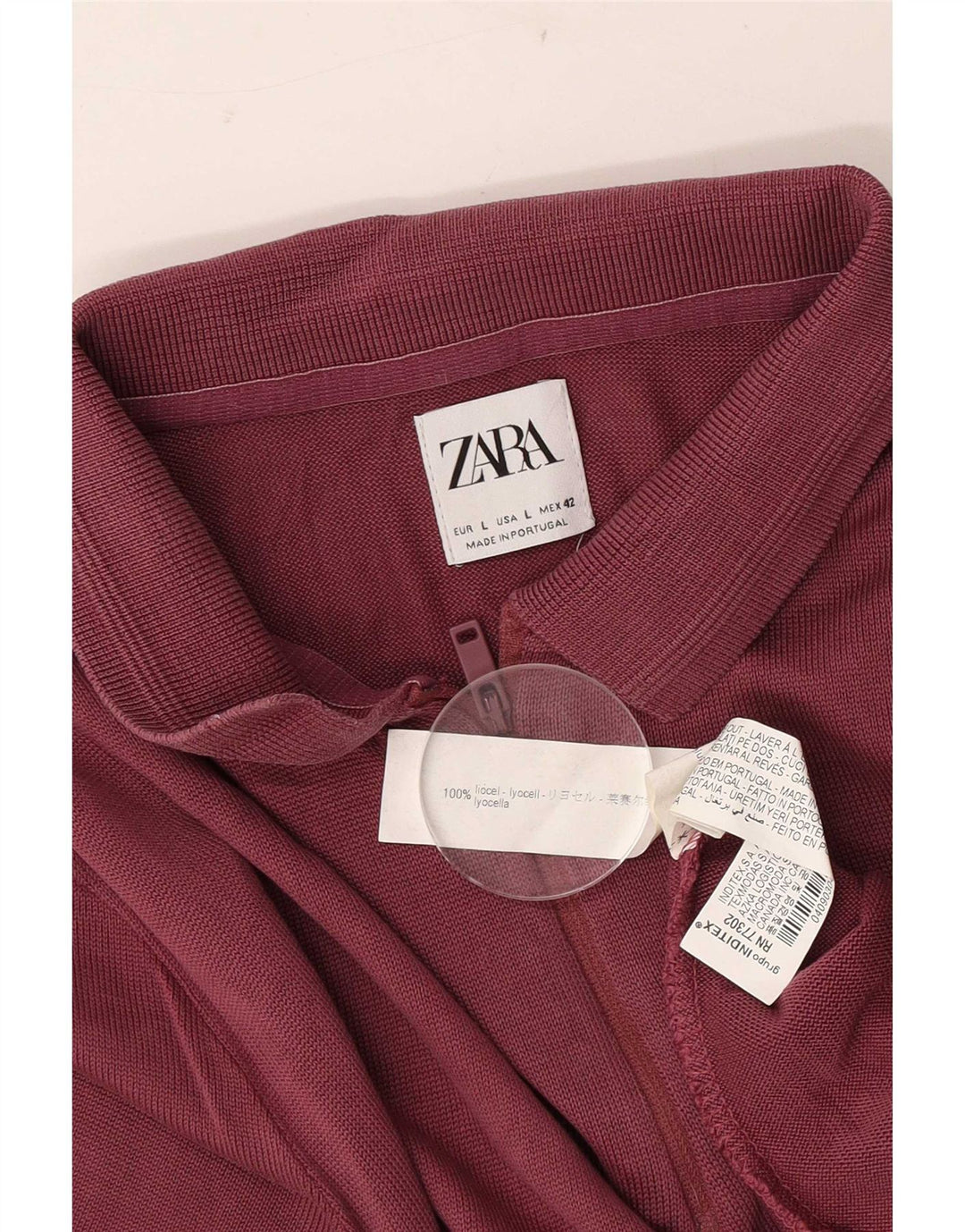 Męska koszulka polo Zara, duża, bordowa, z Lyocellu