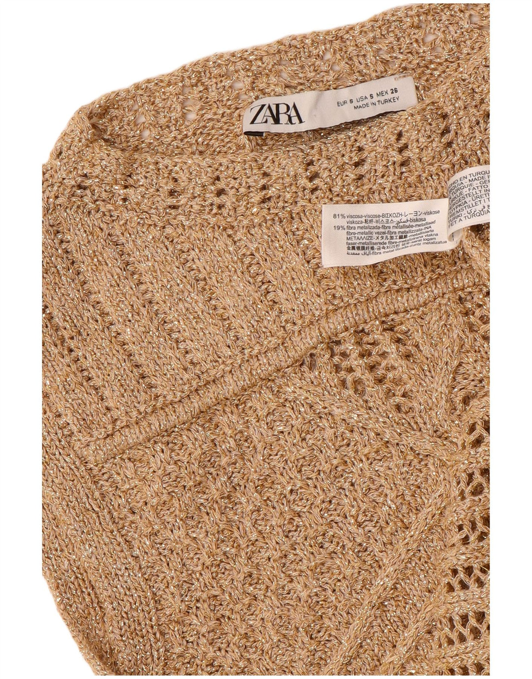 Damski podkoszulek ZARA Crop Vest UK 8 Small Gold Wiskoza