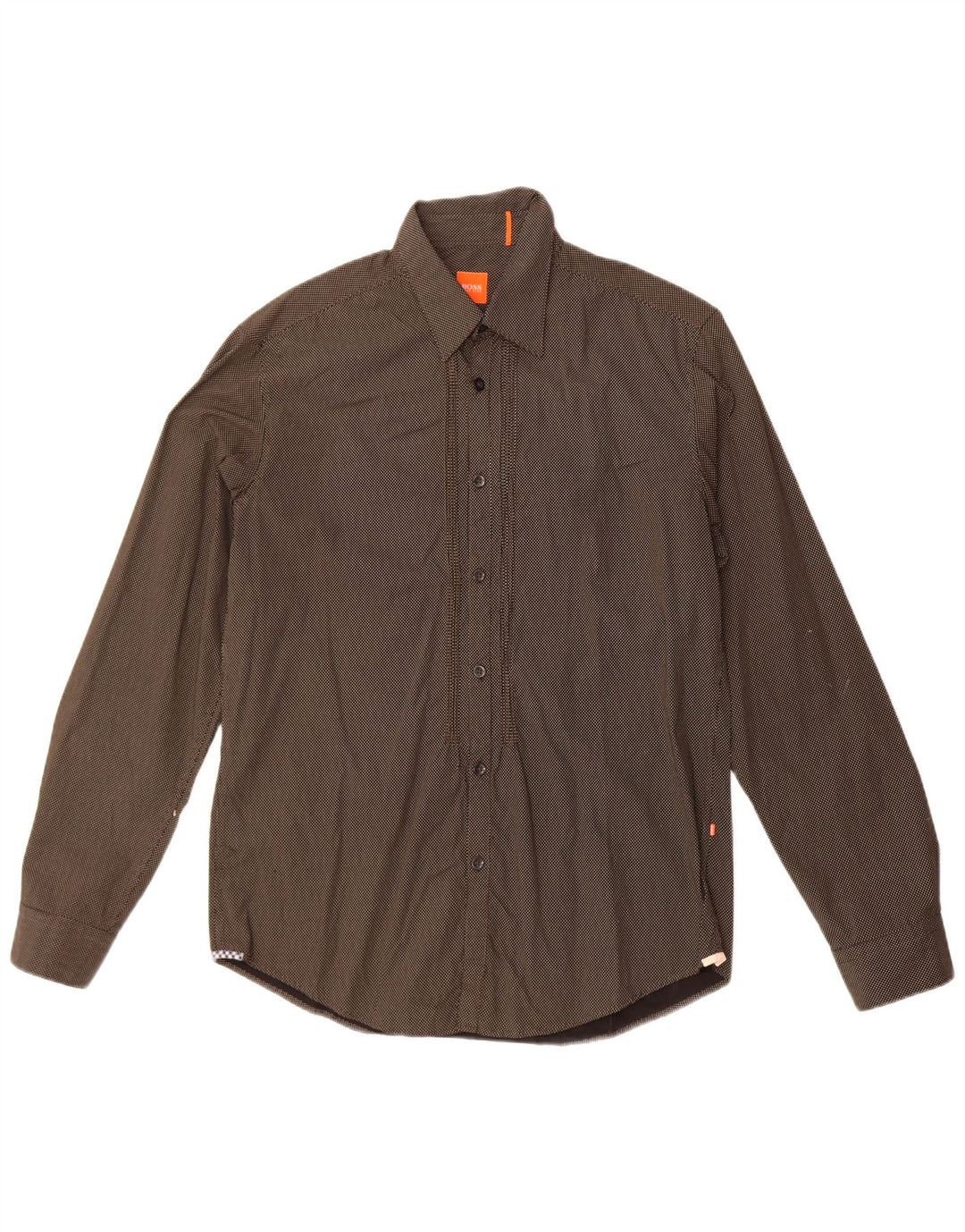 Koszula męska Hugo Boss, średnia, czarna, bawełniana w cętki