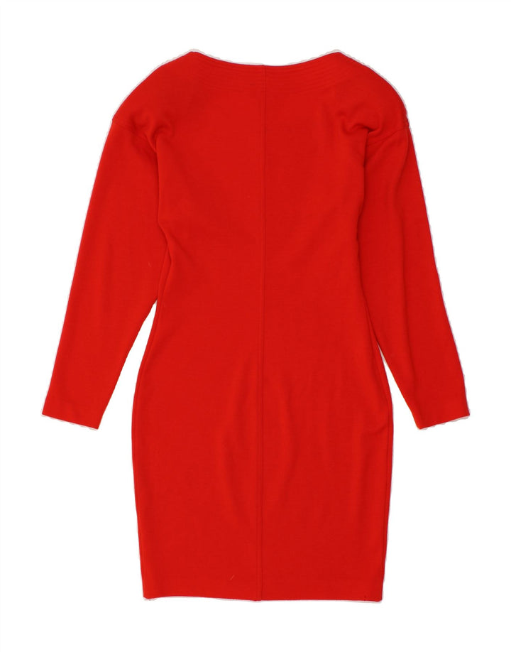 GENNY Womens Long Sleeve Bodycon Dress UK 12 Medium Red Wool Vintage Genny and Second-Hand Genny from Messina Hembry 