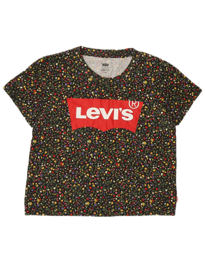 Damska koszulka z grafiką Levi's Top UK 14 Średnia wielokolorowa bawełniana w kwiaty