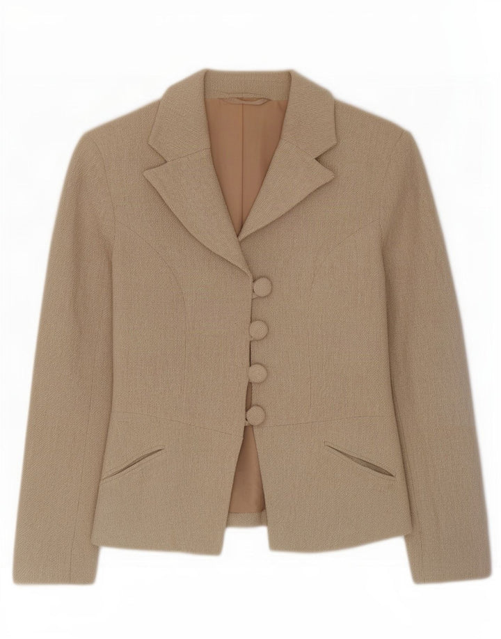 Vintage damska marynarka zapinana na 4 guziki UK 10 Small Beige