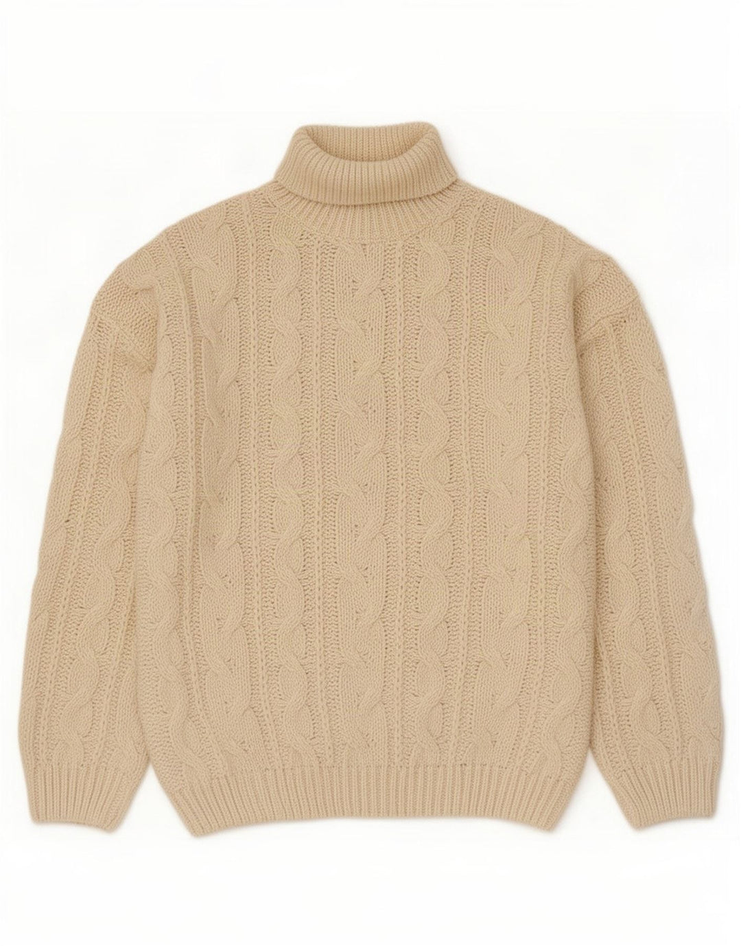 Vintage męski sweter z golfem XL w kolorze złamanej bieli, poliakryl
