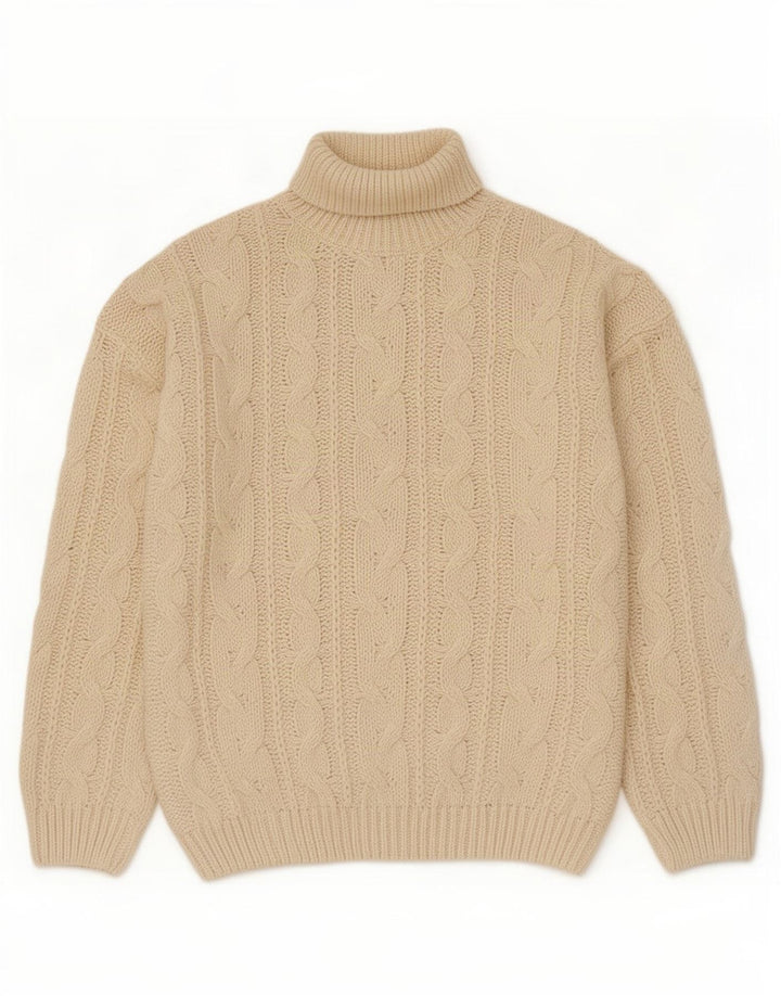 Vintage męski sweter z golfem XL w kolorze złamanej bieli, poliakryl