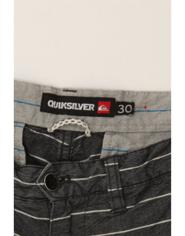 QUIKSILVER Mens Chino Shorts W30 Medium Grey Striped Cotton Vintage Quiksilver and Second-Hand Quiksilver from Messina Hembry 