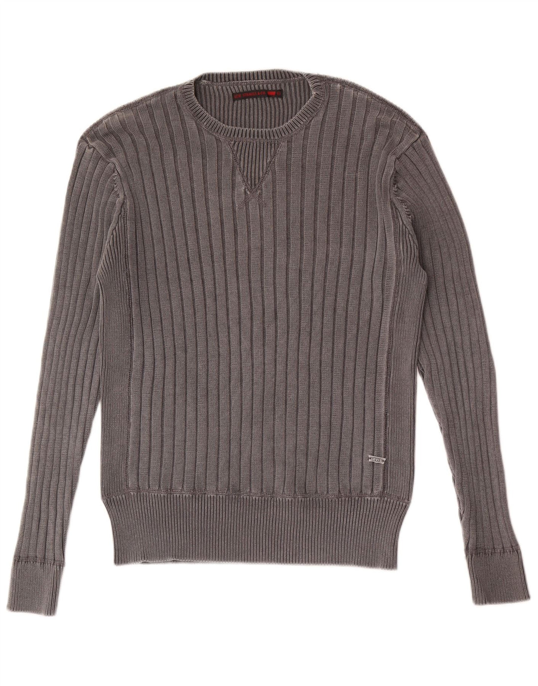 Męski sweter z okrągłym dekoltem Levi's, duży, szary, bawełniany