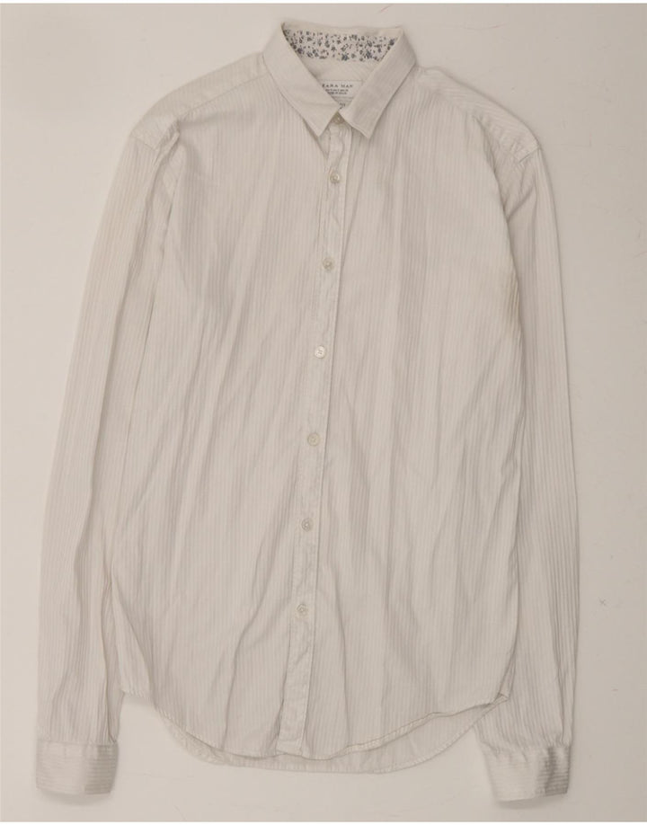 ZARA Mens Slim Fit Shirt Small White Pinstripe Cotton Vintage Zara and Second-Hand Zara from Messina Hembry 