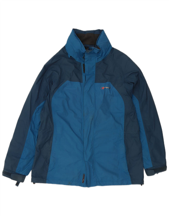 BERGHAUS Womens Rain Jacket UK 16 Large Blue Colourblock Nylon