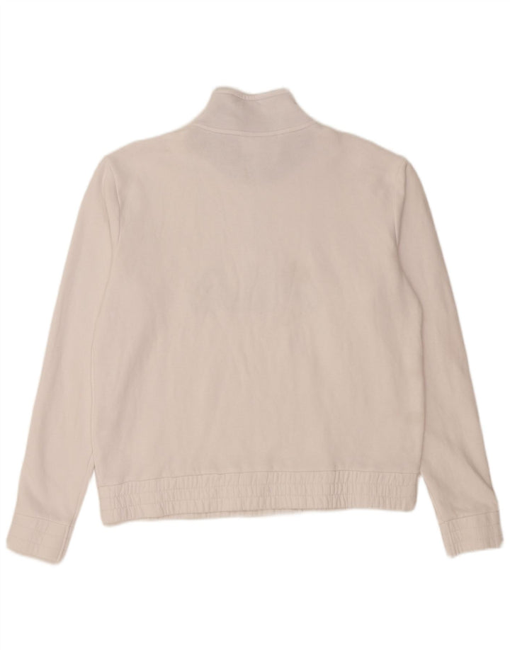 Damski sweter FILA z grafiką i zamkiem błyskawicznym UK 16, duży, biały, bawełniany